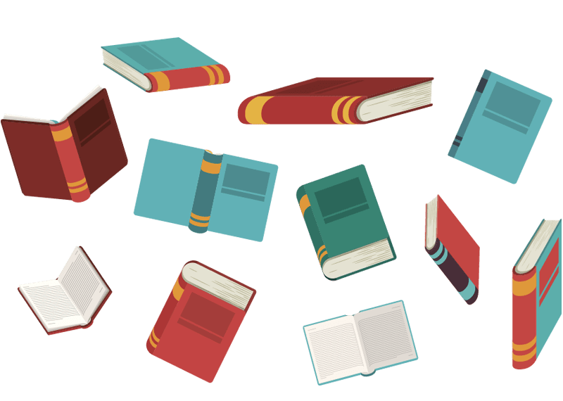 Variety of books graphic